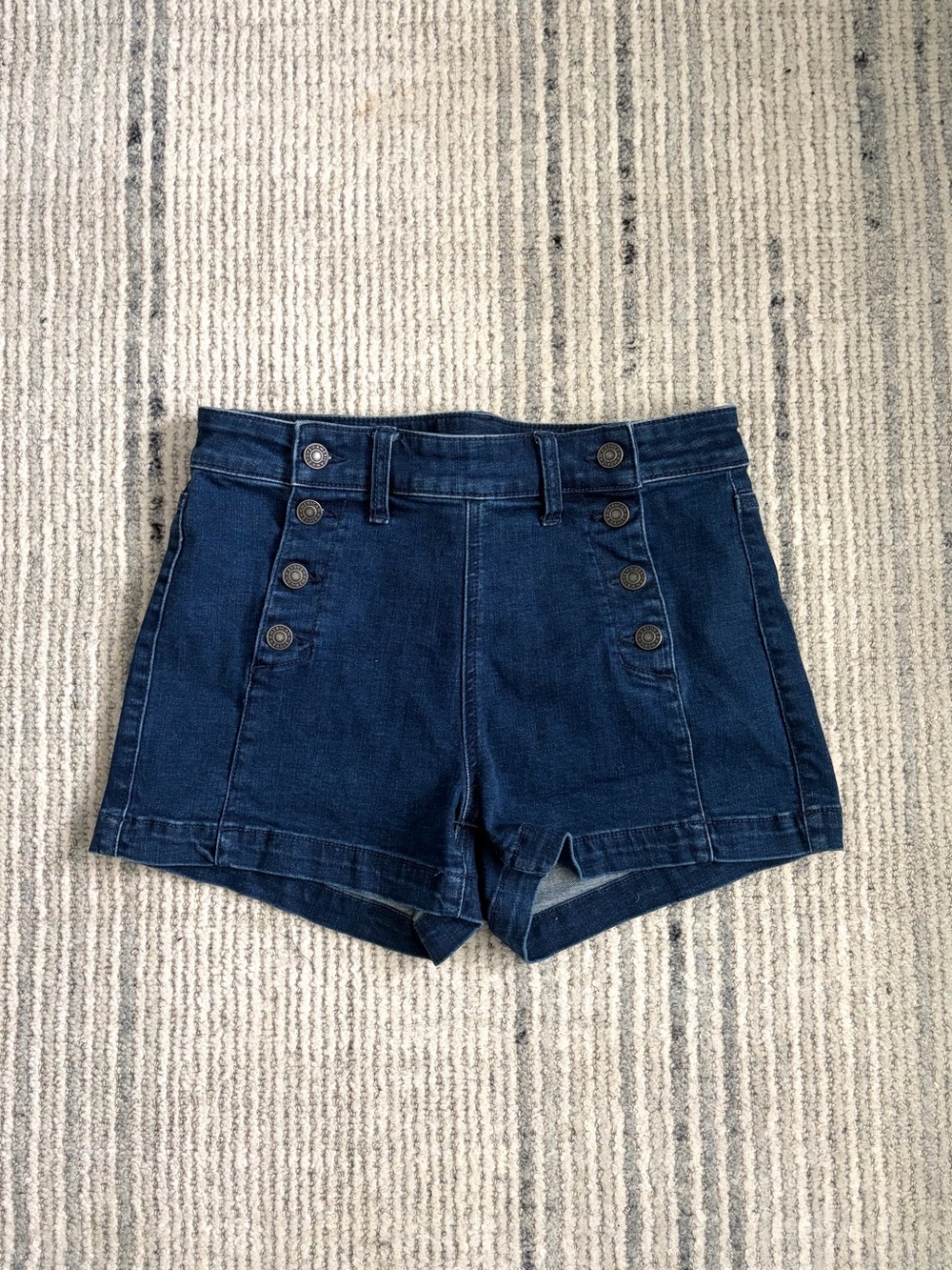 American Eagle Dark Blue High-Rise Sailor Denim Shorts Size 10